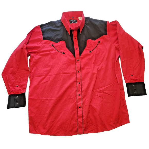 WHITE HORSE Country Western Rodeo Button Up Shirt Red Black Onyx Snap Men’s XXL - Picture 1 of 5
